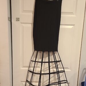 Chic Black Asymmetrical Cage Skirt